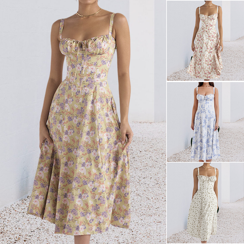 Fashion Print Bustier Summer Dress