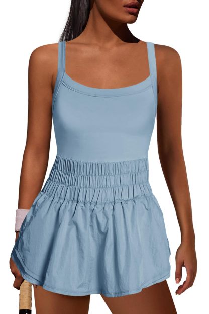 Womens Workout Romper Athletic Dress One Piece Jumpsuits