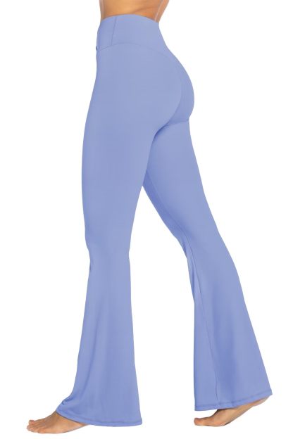 Womens Flare Leggings with Tummy Control Crossover Waist and Wide Leg