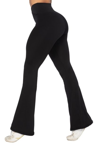 Womens Flare Leggings with Tummy Control Crossover Waist and Wide Leg