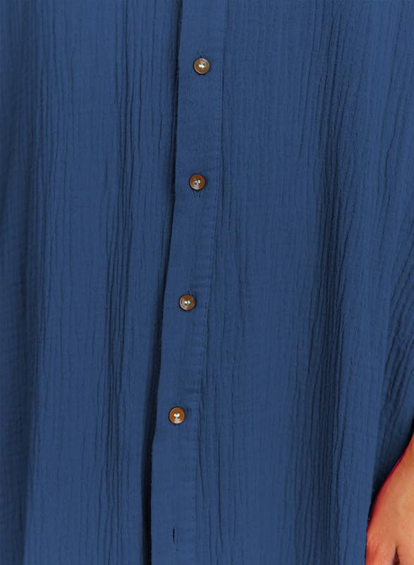 Womens Casual Short Sleeve Side Split Button Down Long Cardigans