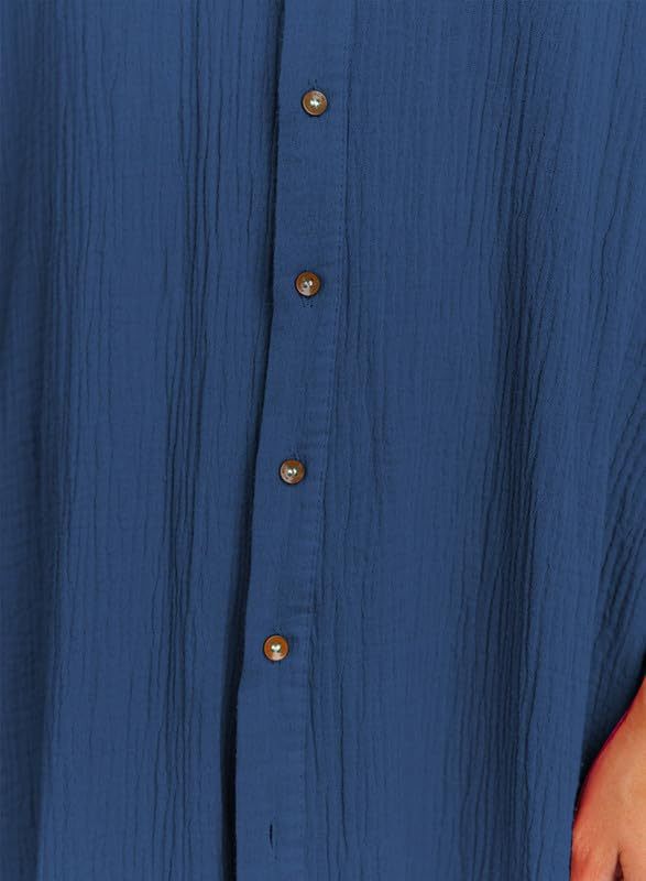 Womens Casual Short Sleeve Side Split Button Down Long Cardigans