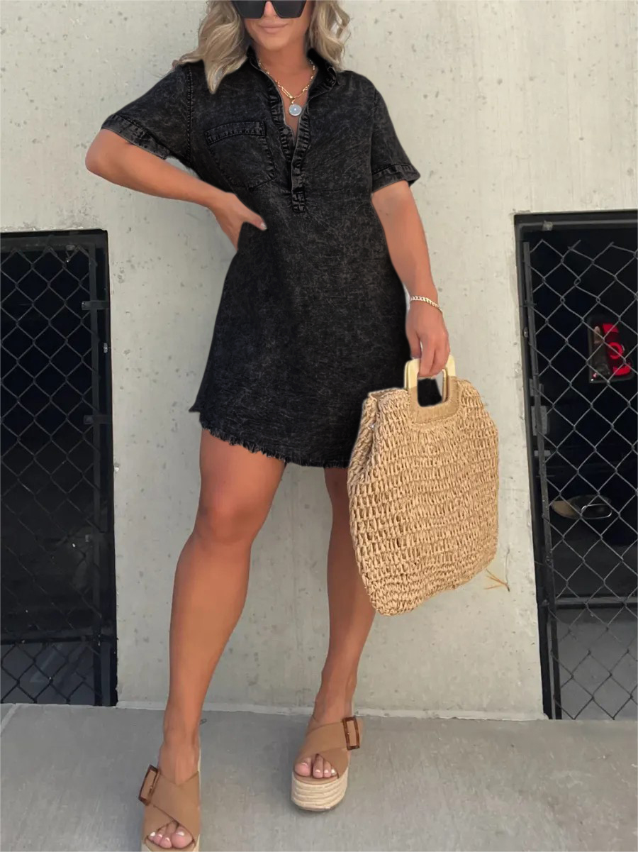 Women's Washed Shirt Dress (Buy 2 Free Shipping)-Pink Laura
