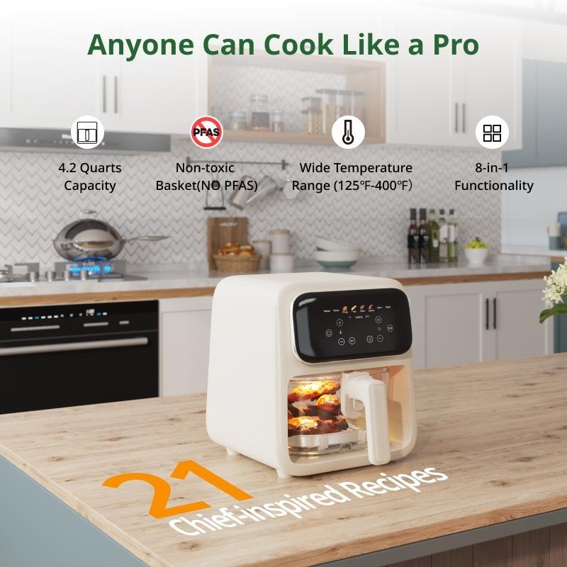 Non-toxic Air Fryer 8-in-1 with 4.2 QT Capacity