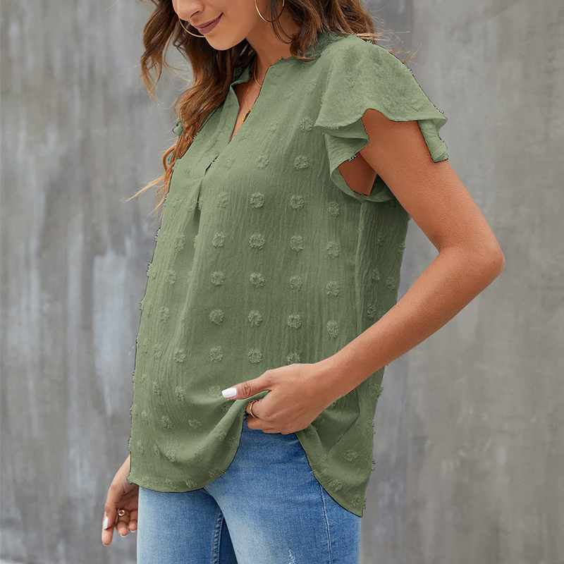 Womens V Neck Ruffle Sleeve Flowy  Summer Tops(BUY 2 FREE SHIPPING)