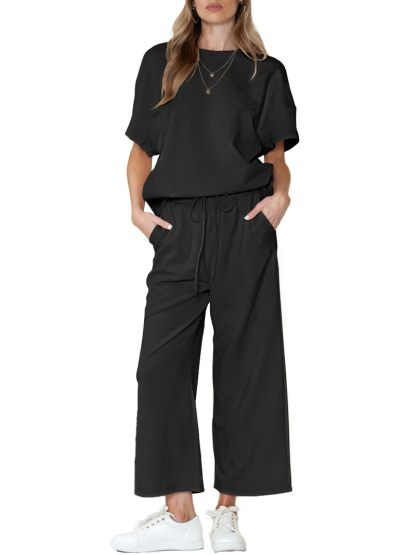 2024 Women's Textured Loose Fit T Shirt Set (Buy 2 Free Shipping)-hivebabe.com
