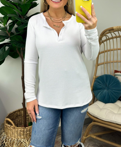 Cozy Grid V-Neck Sweater