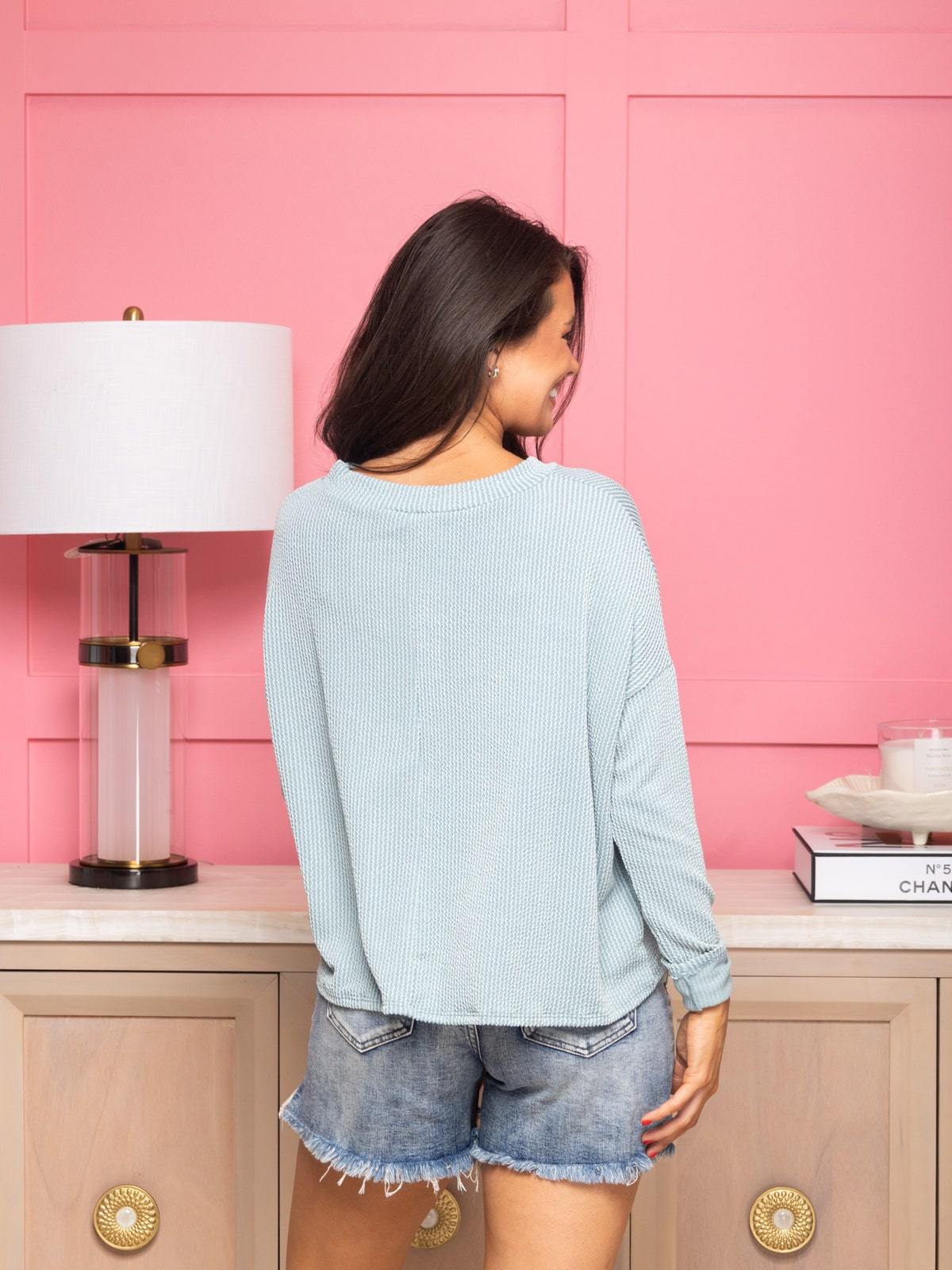 Women's Raised Rib Long Sleeve "Meet & Greet" Top(Buy 2 Free Shipping)