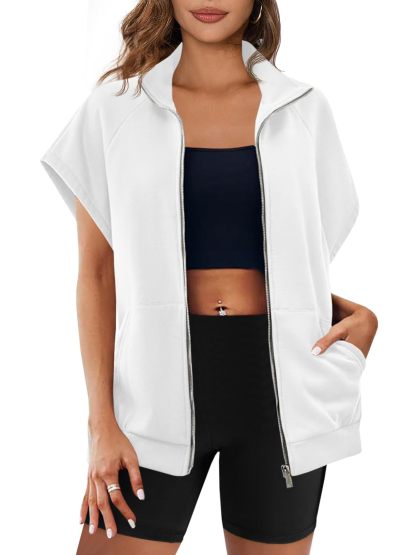 Womens Zip Up Sweatshirts Sleeveless Oversized Sweatshirt(Buy 2 Free Shipping)