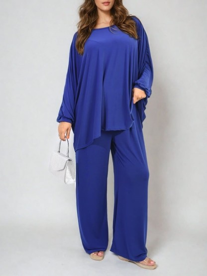 HOT SALE Casual Oversized Long Sleeve Top and Wide Leg Pants Set (Buy 2 Free Shipping)