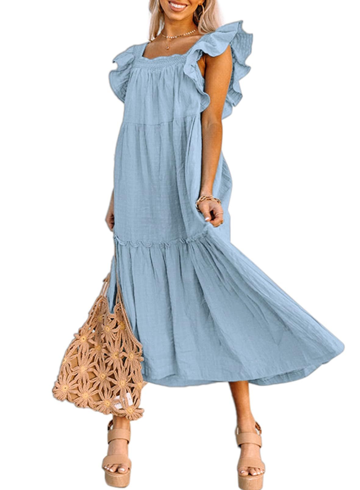 2024 Spring Summer Square Collar Dress Off Shoulder Style✨Buy 2 Free Shipping