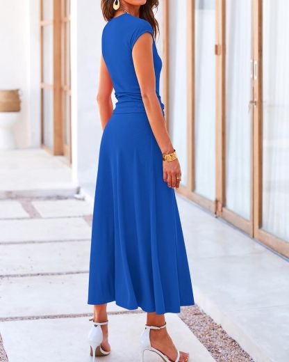 Casual Cropped Top Elastic Waist Swing Midi Skirts Set
