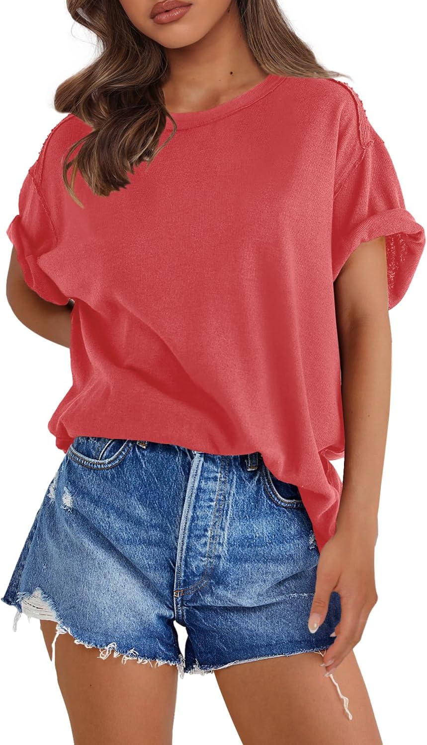 Womens Oversized T Shirts  Short Sleeve Summer Tees Loose Fit Tops(🔥50% OFF!!)