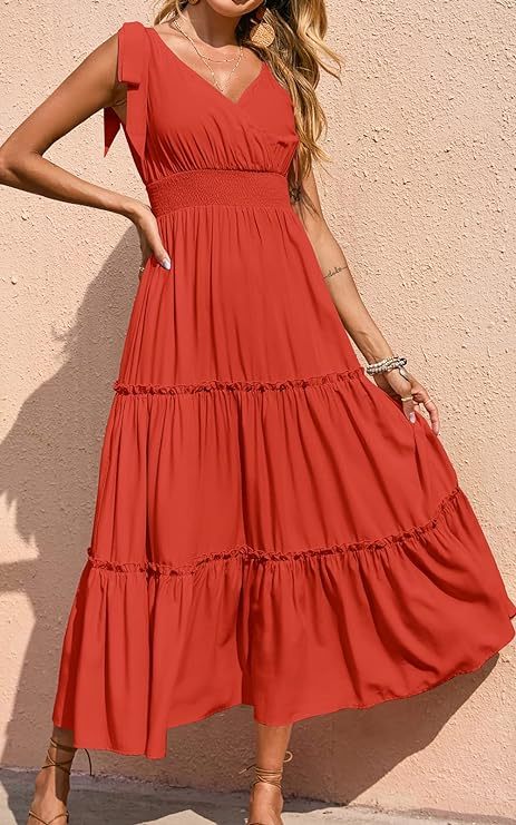 New🔥Women's Cross Neck Summer Sleeveless Tiered Maxi Dress💝-hivebabe.com