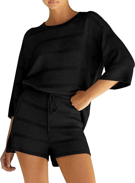 Women's Summer 2 Piece Swimsuit Coverup Hollow Out Knit-hivebabe.com