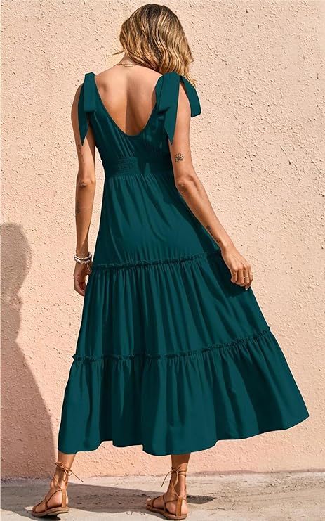 New🔥Women's Cross Neck Summer Sleeveless Tiered Maxi Dress💝-hivebabe.com