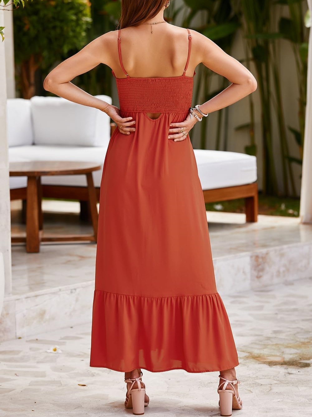 HOT SALE 2024 Sleeveless Spaghetti Strap Button Slit Maxi Dress with Pockets (Buy 2 Free Shipping)