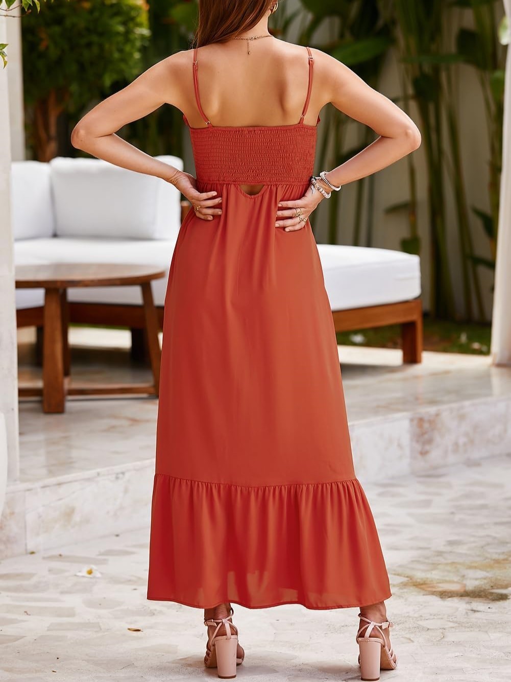 HOT SALE 2024 Sleeveless Spaghetti Strap Button Slit Maxi Dress with Pockets (Buy 2 Free Shipping)