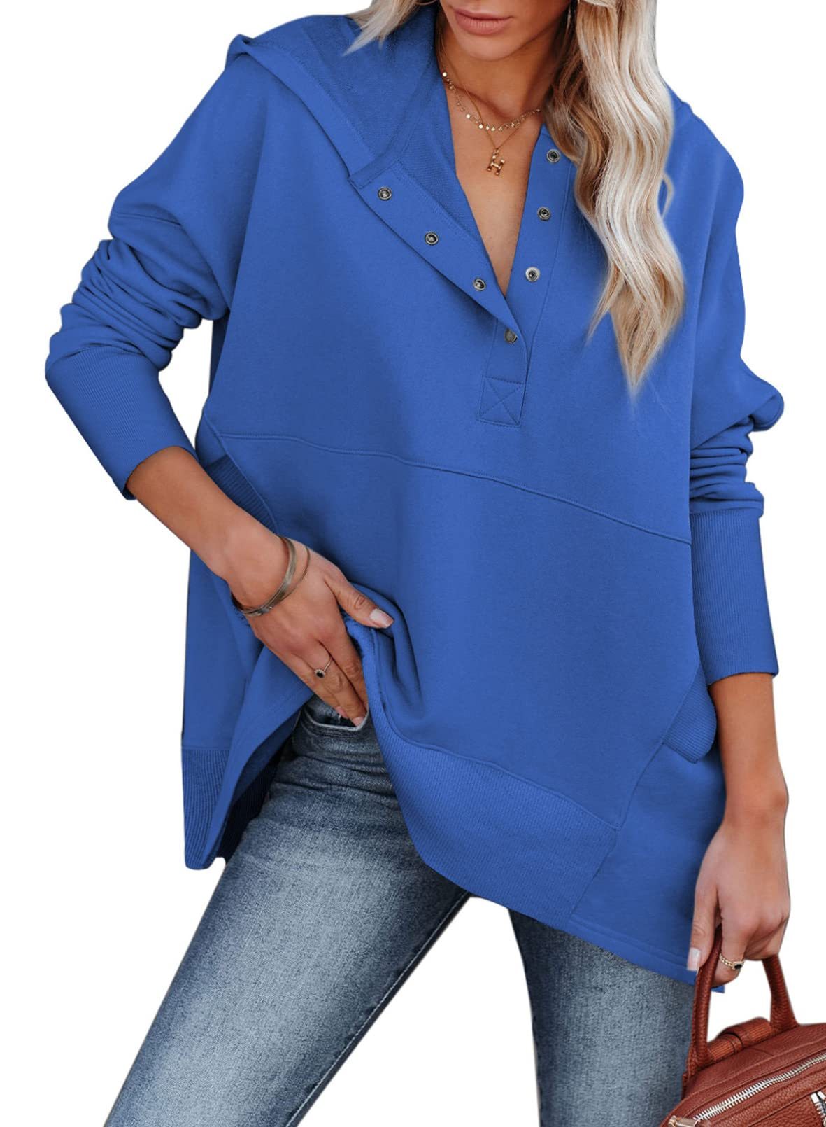 Oversized Sweatshirt Long Sleeve V Neck Pullover Hoodies✨Buy 2 Free Shipping