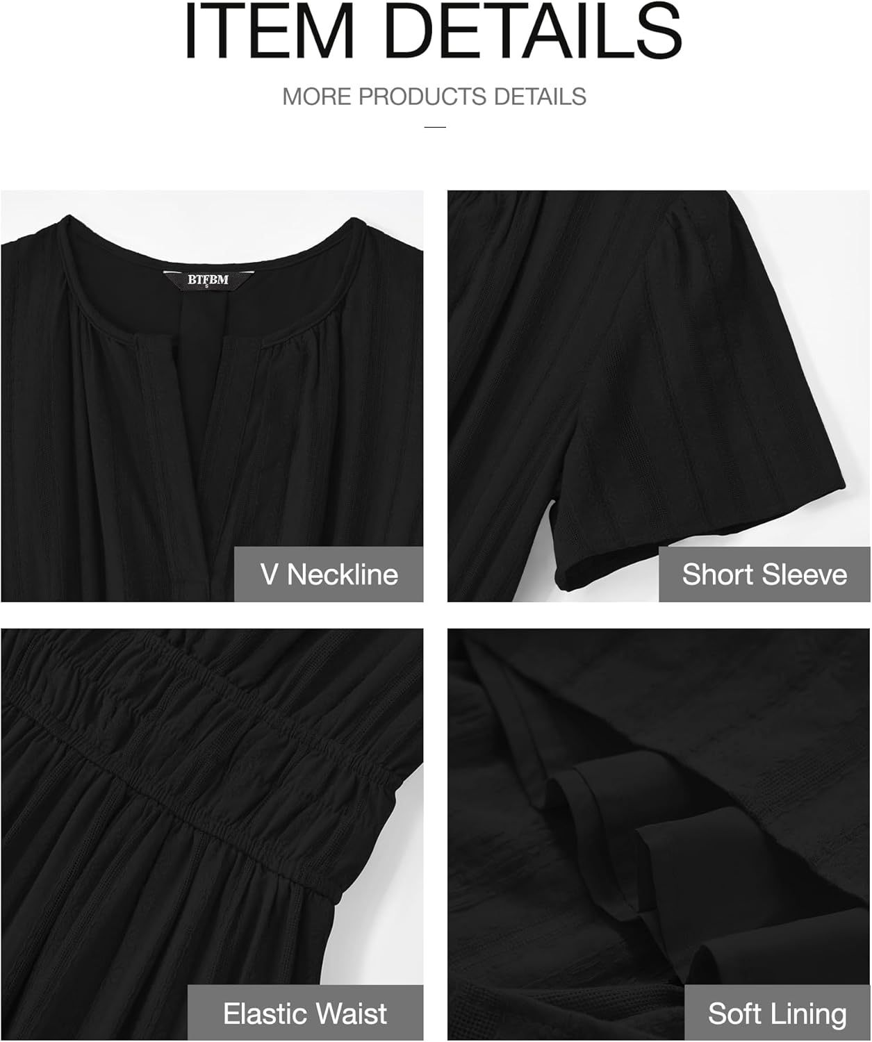 Womens Summer Lightweight Short Sleeve V Casual Midi Maxi Dresses