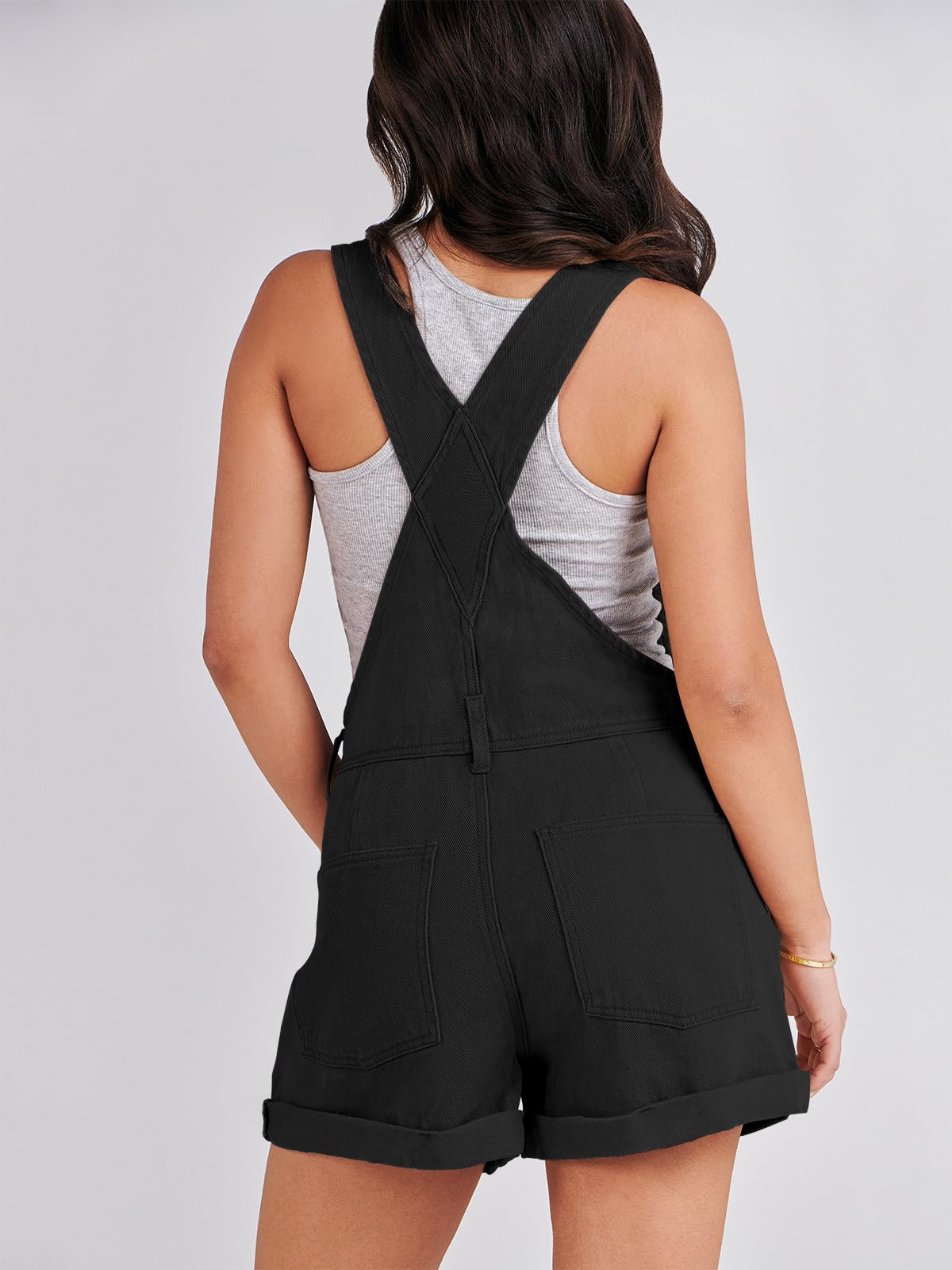 Womens Loose Fit Adjustable Strap Jean Bibs Jumpsuit