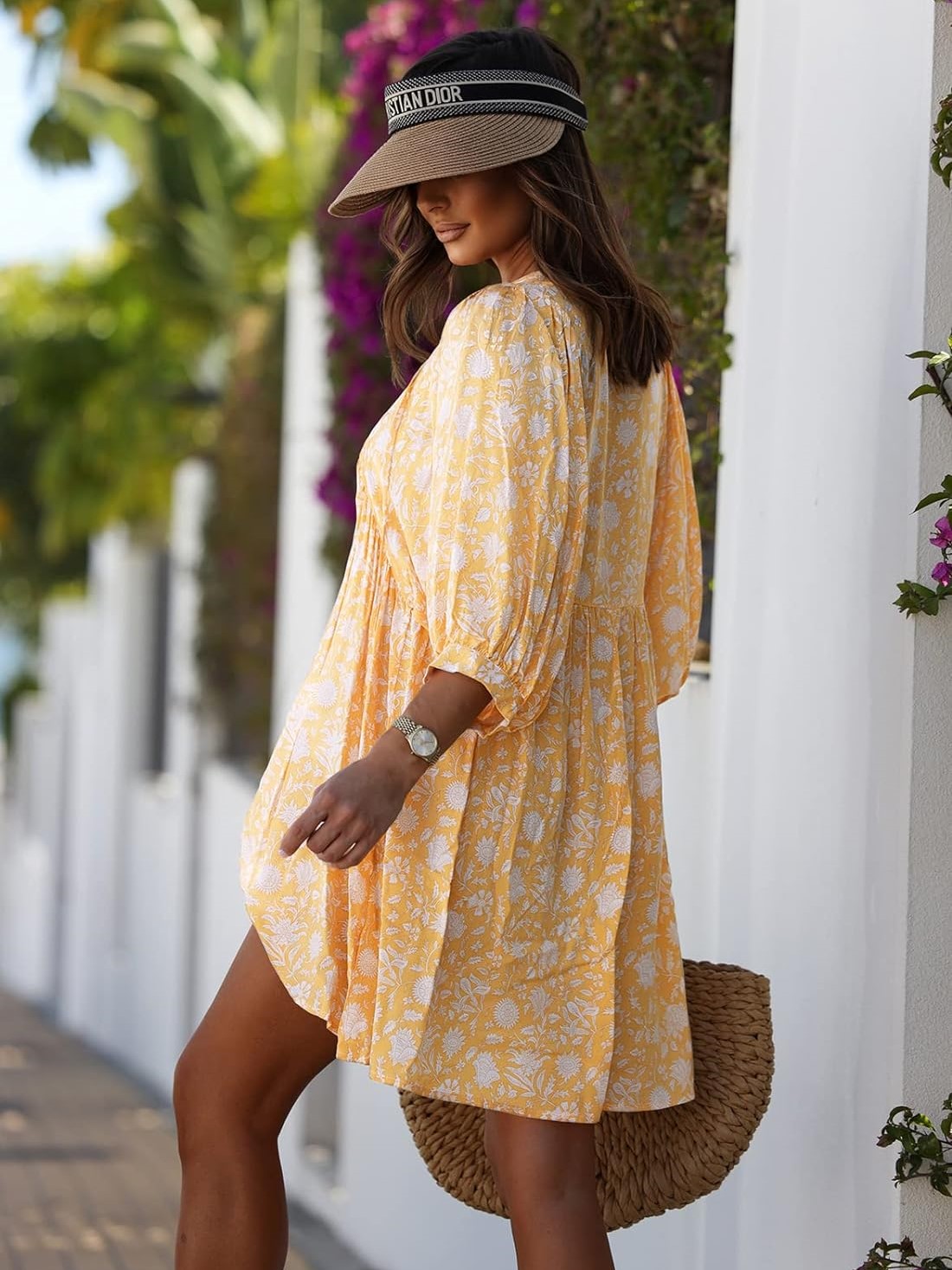 HOT SALE V Neck Summer Half Sleeve Bohemian Floral Tunic Short Dresses