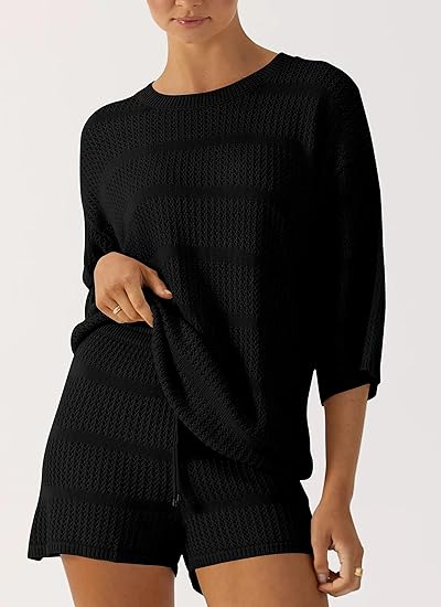 Women's Summer 2 Piece Swimsuit Coverup Hollow Out Knit-hivebabe.com