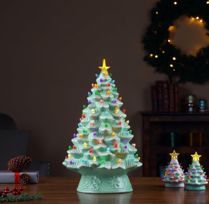 💝Last Day For Clearance💥Mr. Christmas Nostalgic Ceramic Christmas Tree with LED Lights