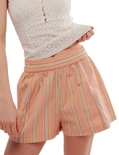 Women's Summer Striped Elastic High Waist Lounge Shorts