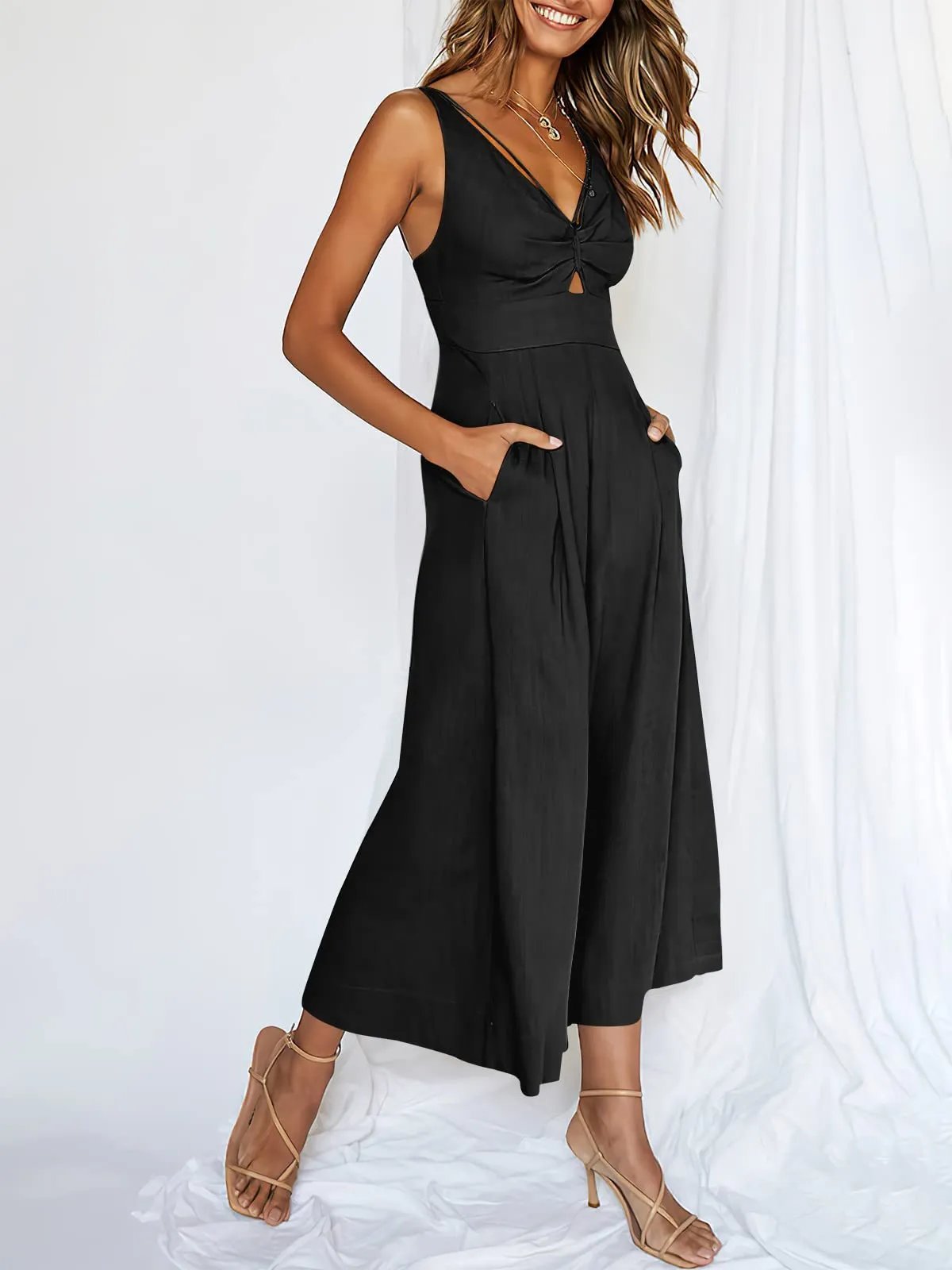 New Summer V Neck Cutout High-Waist Rompers