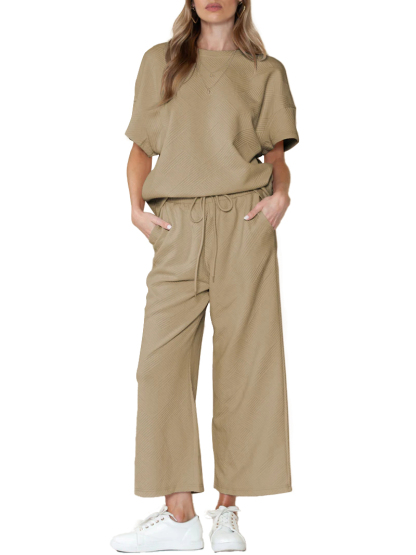 2024 Women's Textured Loose Fit T Shirt Set (Buy 2 Free Shipping)-hivebabe.com