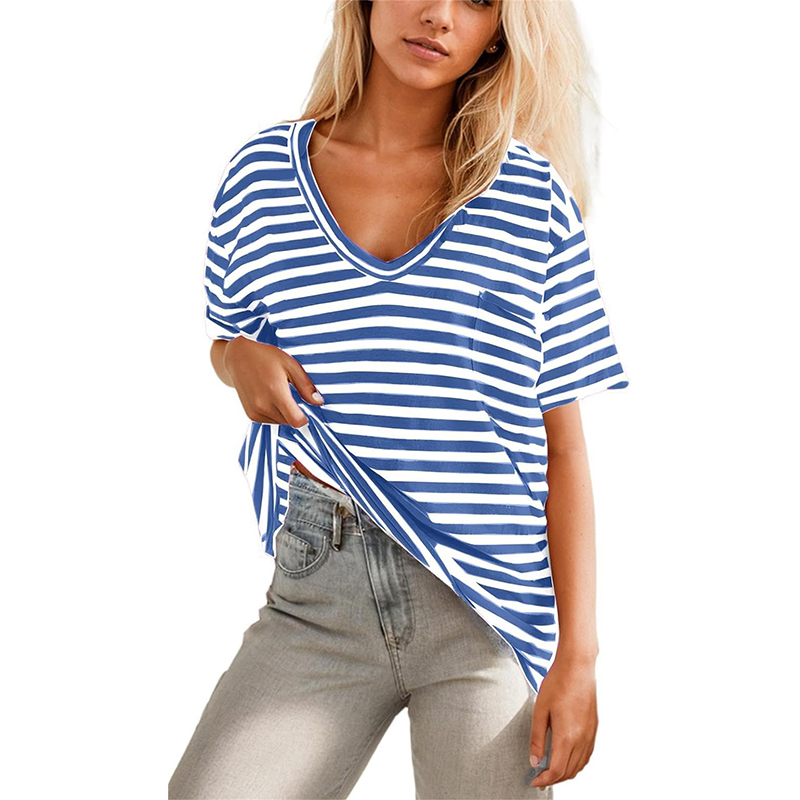 NEW 2024 Women Oversized Deep V Neck Striped Shirt✨Buy 2 Free Shipping