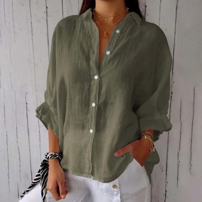 Cotton and Linen Tie Back Design Shirt