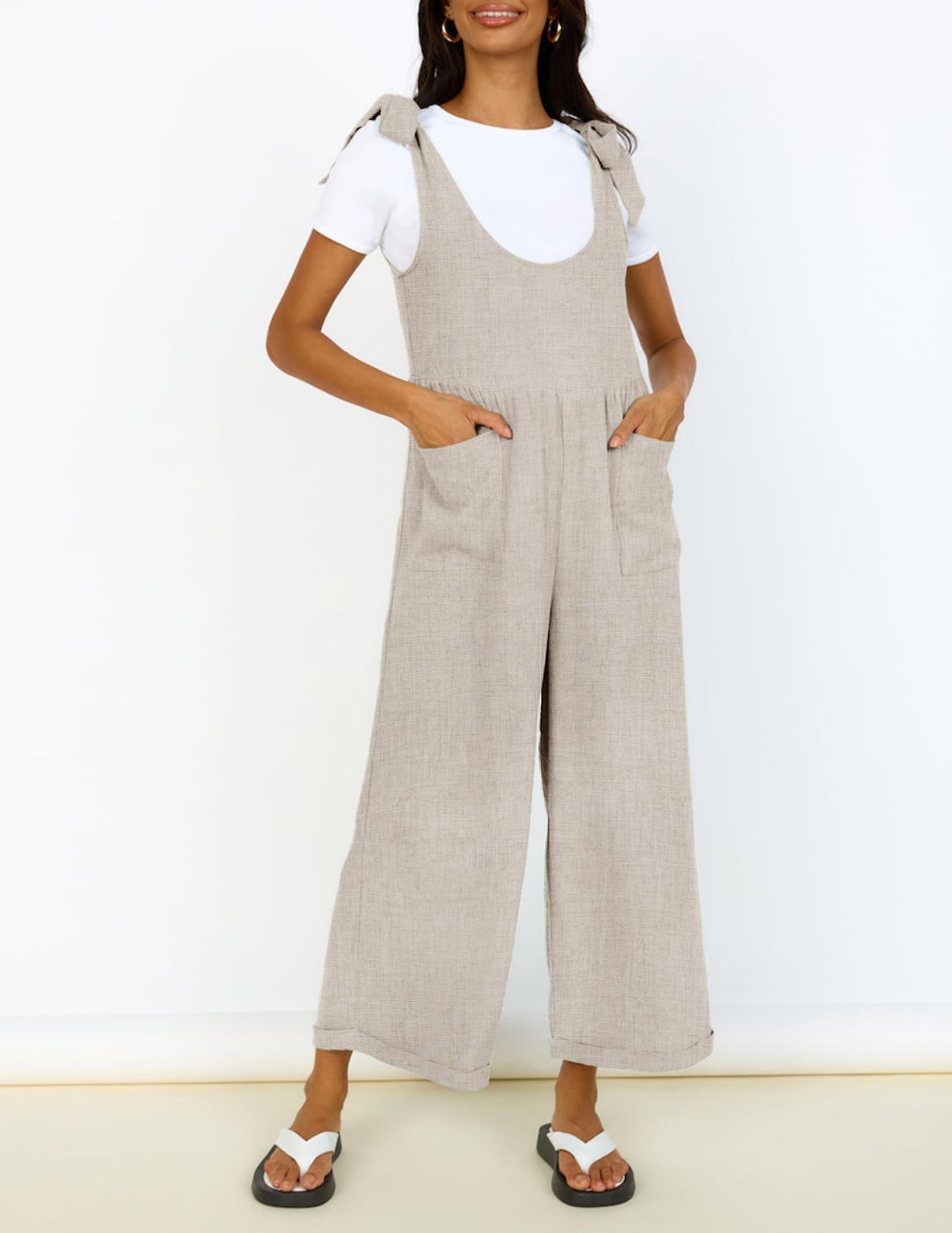 Summer Loose Sleeveless Adjustable Shoulder Strap Back Pants