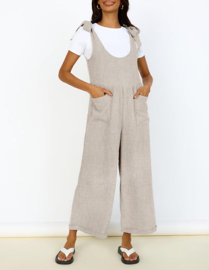 Summer Loose Sleeveless Adjustable Shoulder Strap Back Pants