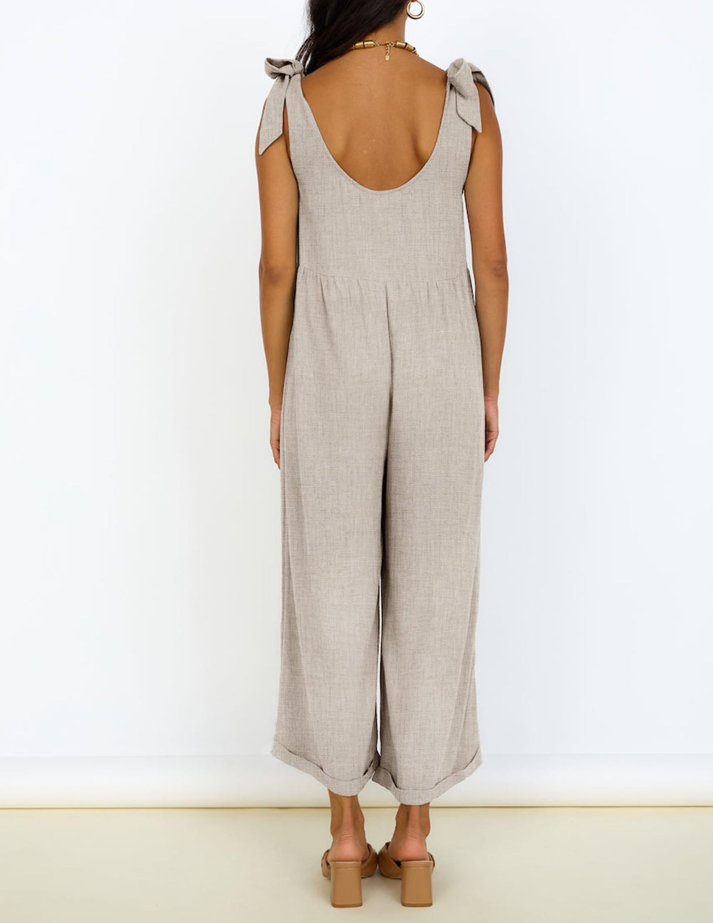 Summer Loose Sleeveless Adjustable Shoulder Strap Back Pants