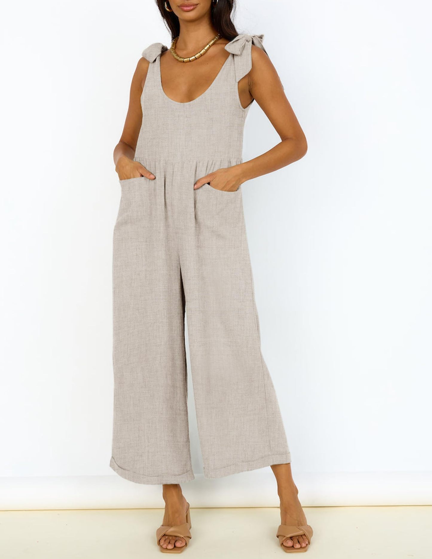 Summer Loose Sleeveless Adjustable Shoulder Strap Back Pants