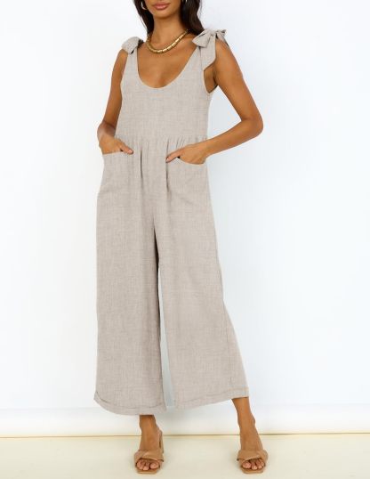 Summer Loose Sleeveless Adjustable Shoulder Strap Back Pants