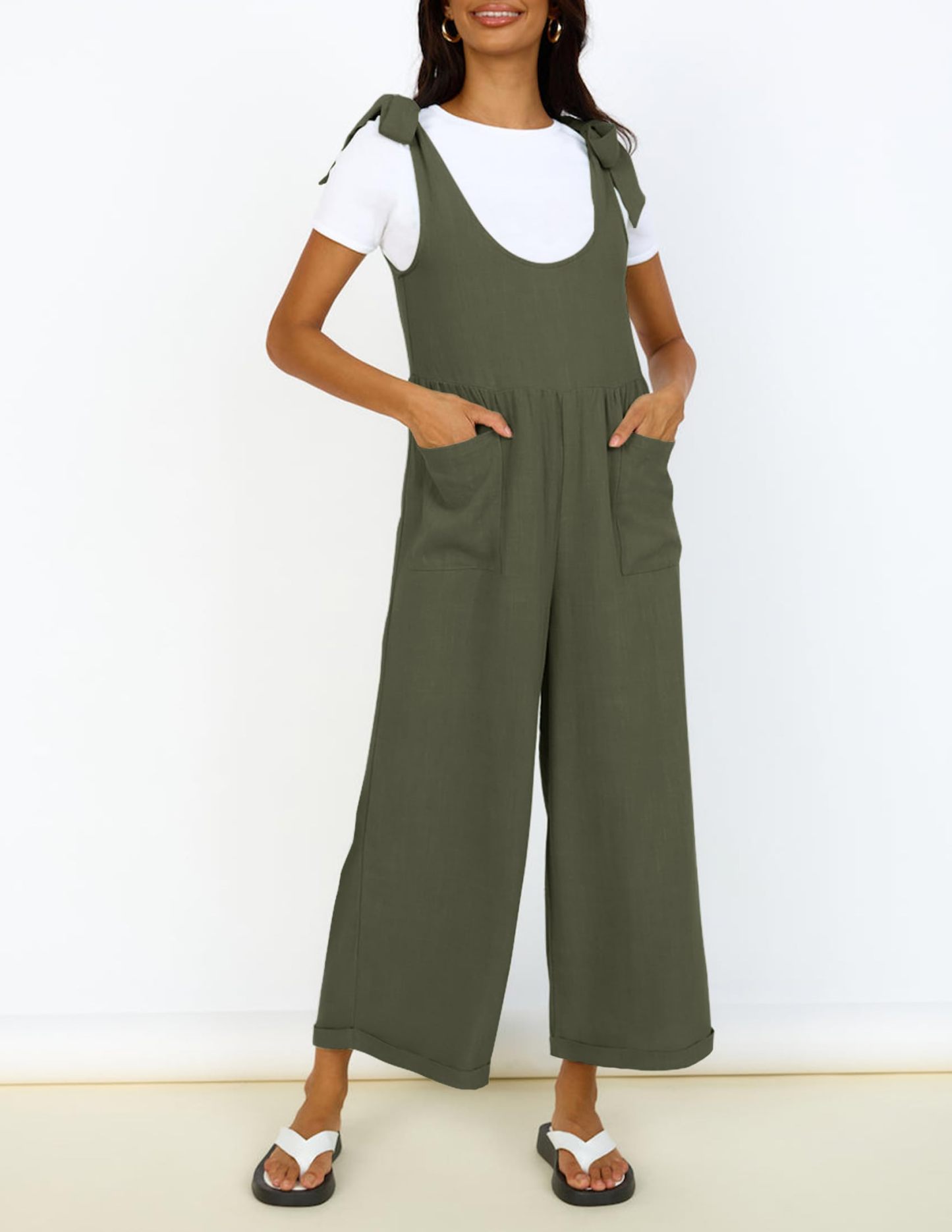 Summer Loose Sleeveless Adjustable Shoulder Strap Back Pants