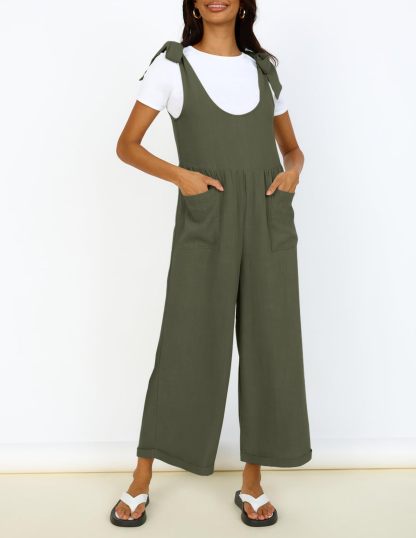 Summer Loose Sleeveless Adjustable Shoulder Strap Back Pants