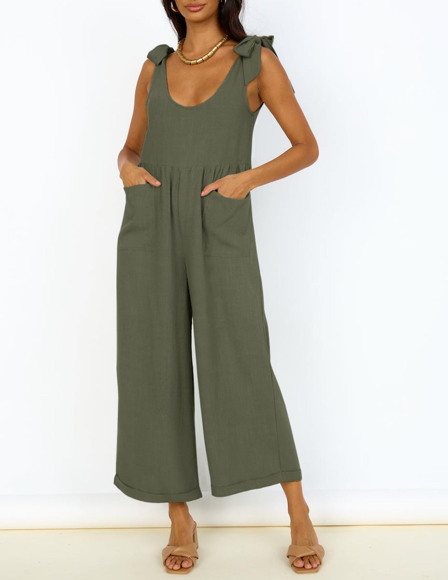 Summer Loose Sleeveless Adjustable Shoulder Strap Back Pants
