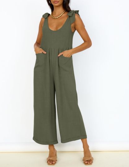 Summer Loose Sleeveless Adjustable Shoulder Strap Back Pants