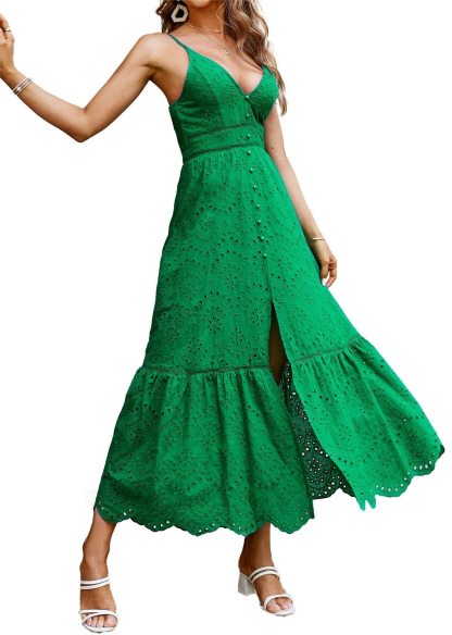 ⏰Hot Sale-Women's Embroidery Pearl Button Down Dress-hivebabe.com