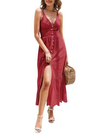 ⏰Hot Sale-Women's Embroidery Pearl Button Down Dress-hivebabe.com