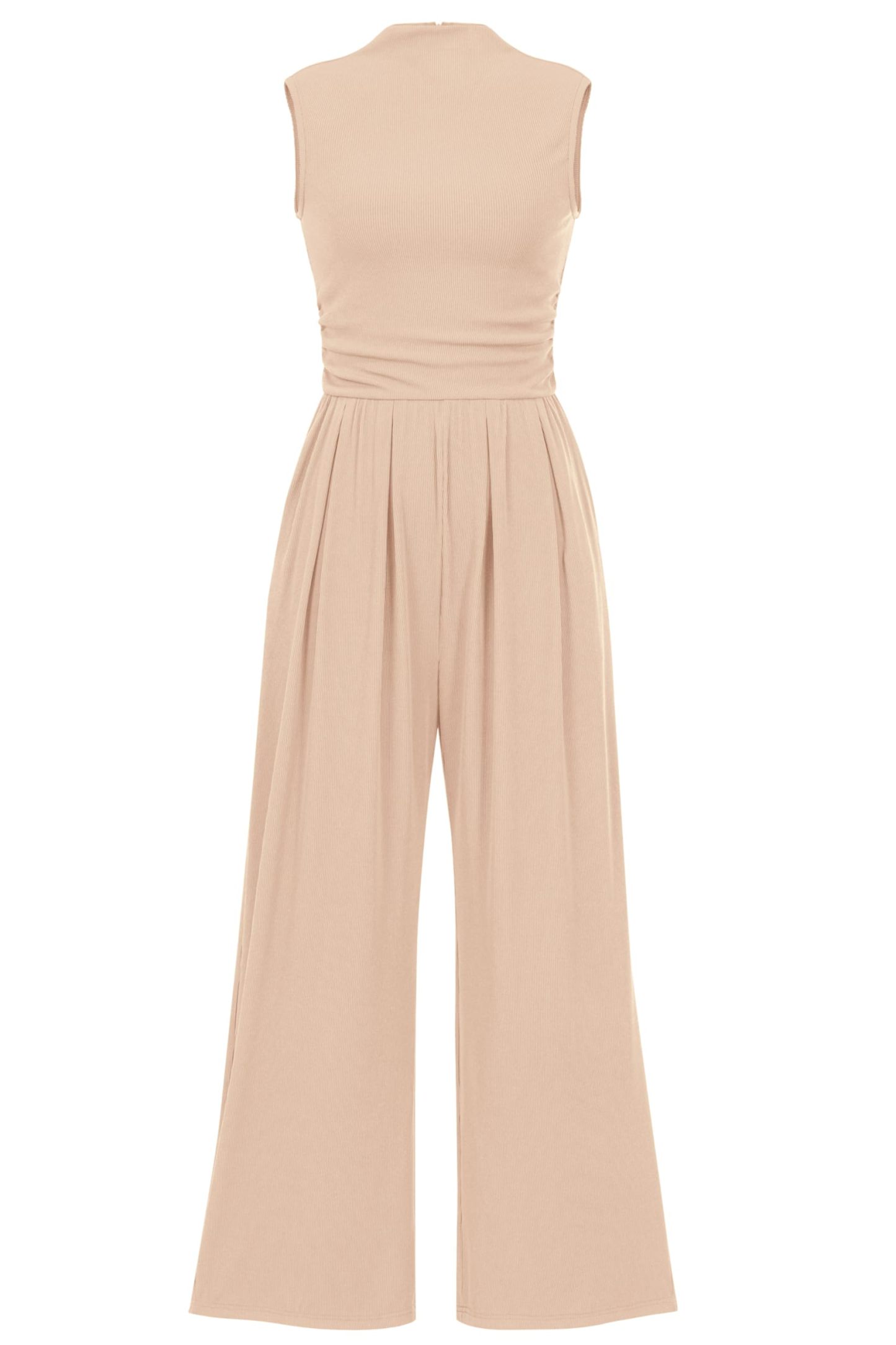 Women's Summer Sleeveless Turtleneck Wide Leg Pants Jumpsuit