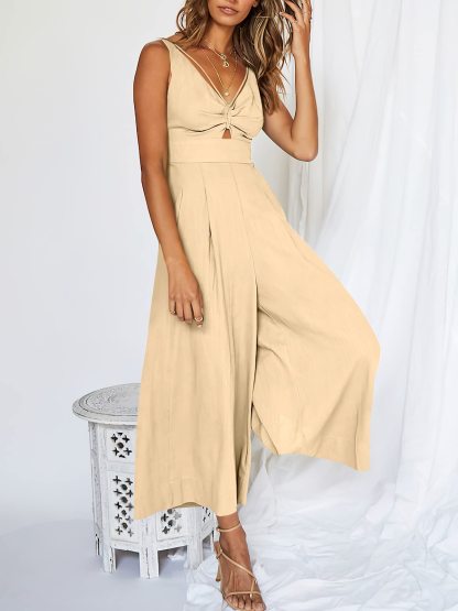 V Neck Cutout High-Waist Rompers (Buy 2 free shipping)-hivebabe.com