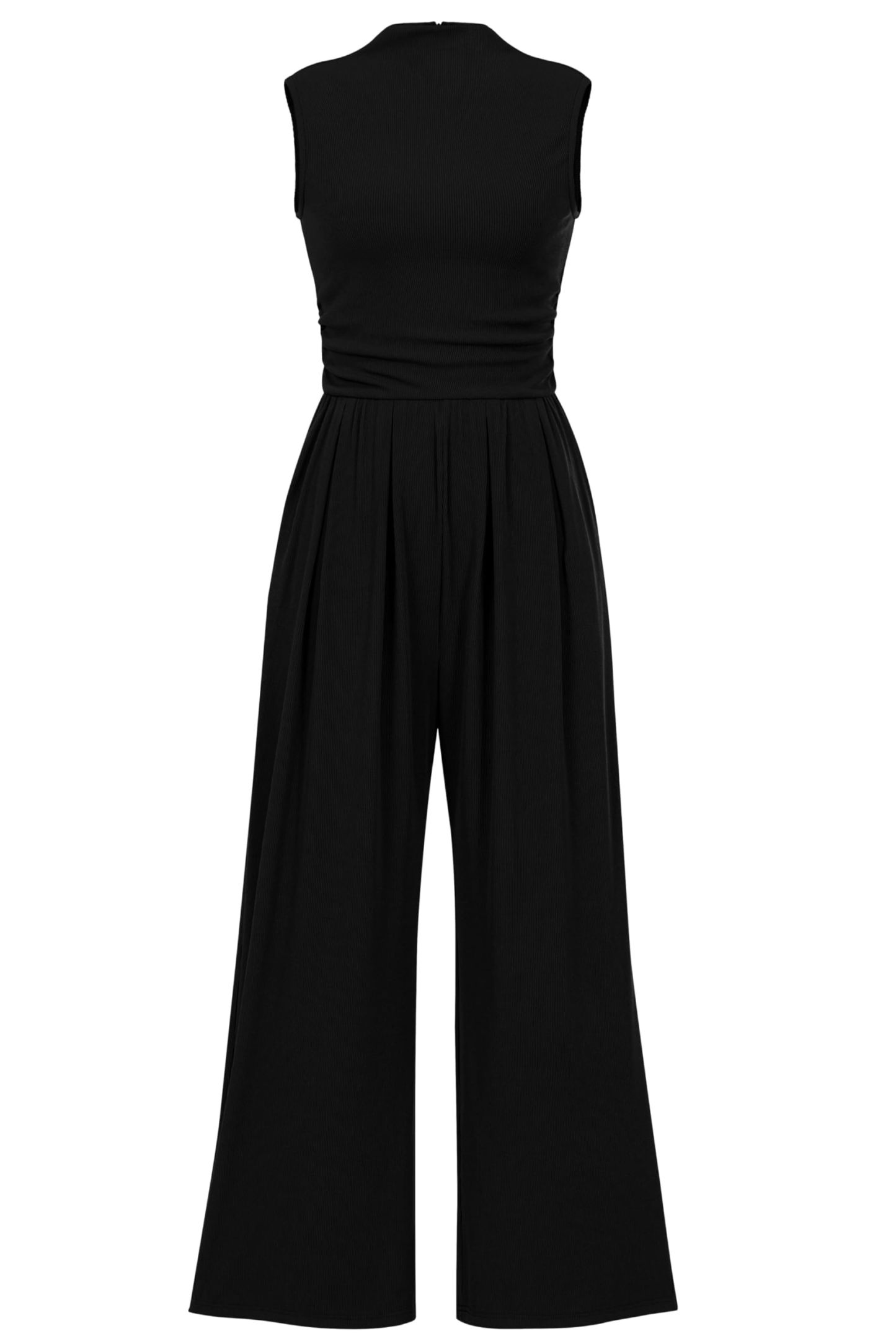Women's Summer Sleeveless Turtleneck Wide Leg Pants Jumpsuit