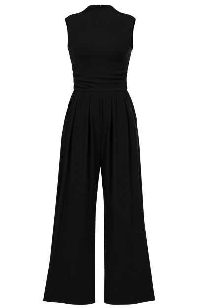 Women's Summer Sleeveless Turtleneck Wide Leg Pants Jumpsuit