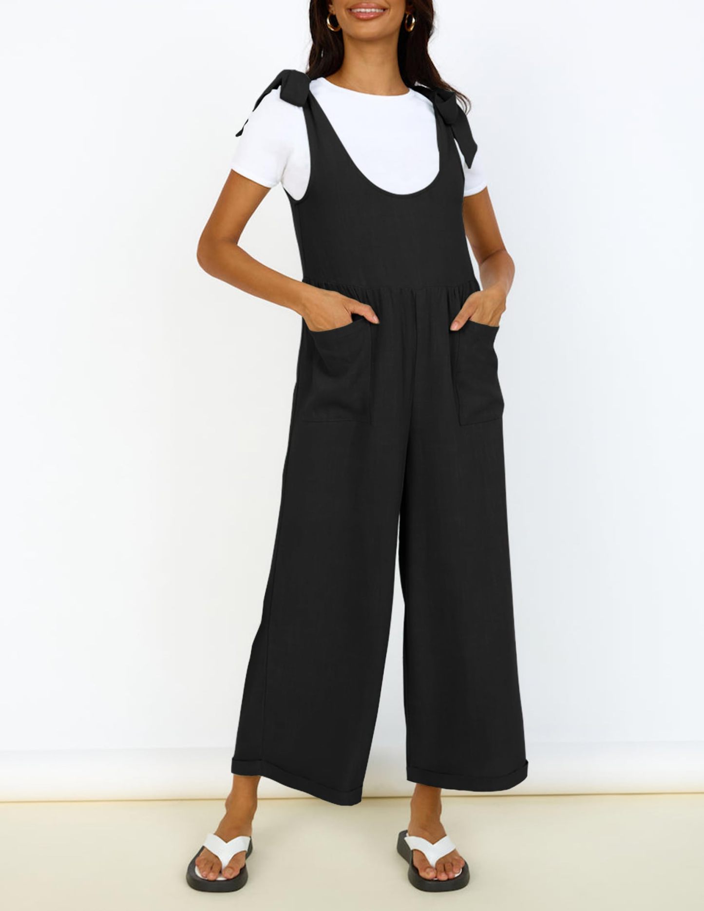 Summer Loose Sleeveless Adjustable Shoulder Strap Back Pants
