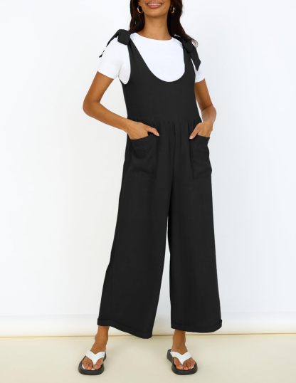 Summer Loose Sleeveless Adjustable Shoulder Strap Back Pants